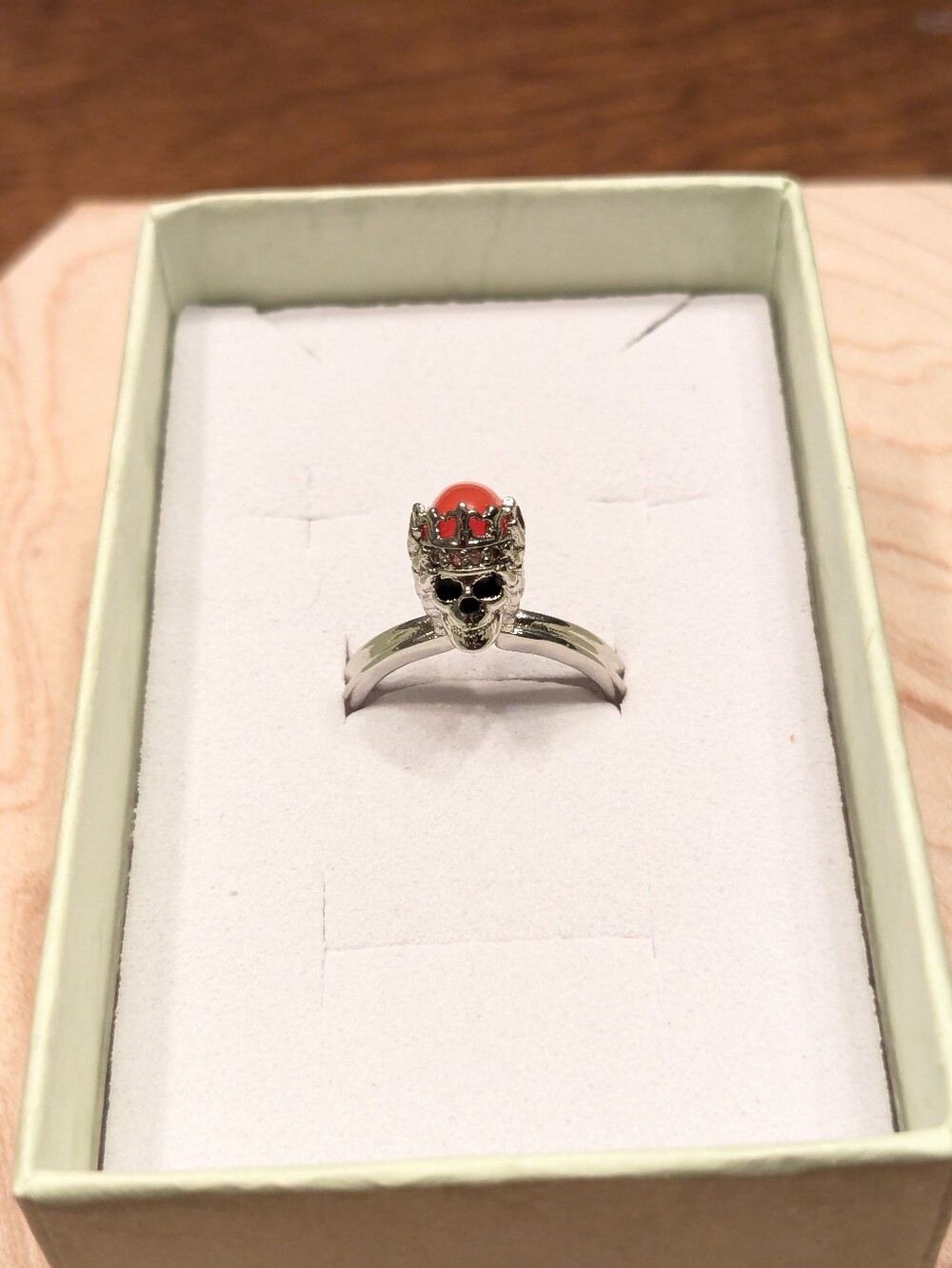 Gothic 925 Sterling Silver Crowned King Skull Ring Size 6